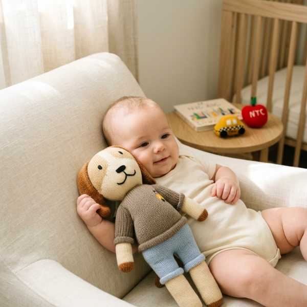 Organic stuffed toys — handknit plush toys for babies made from organic cotton | Estella