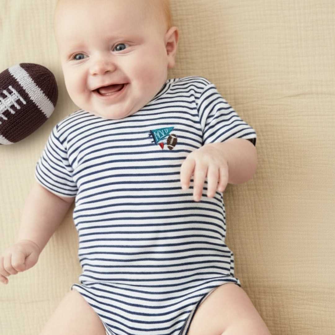 Estella Baby Clothes MVP Football Embroidered Bodysuit