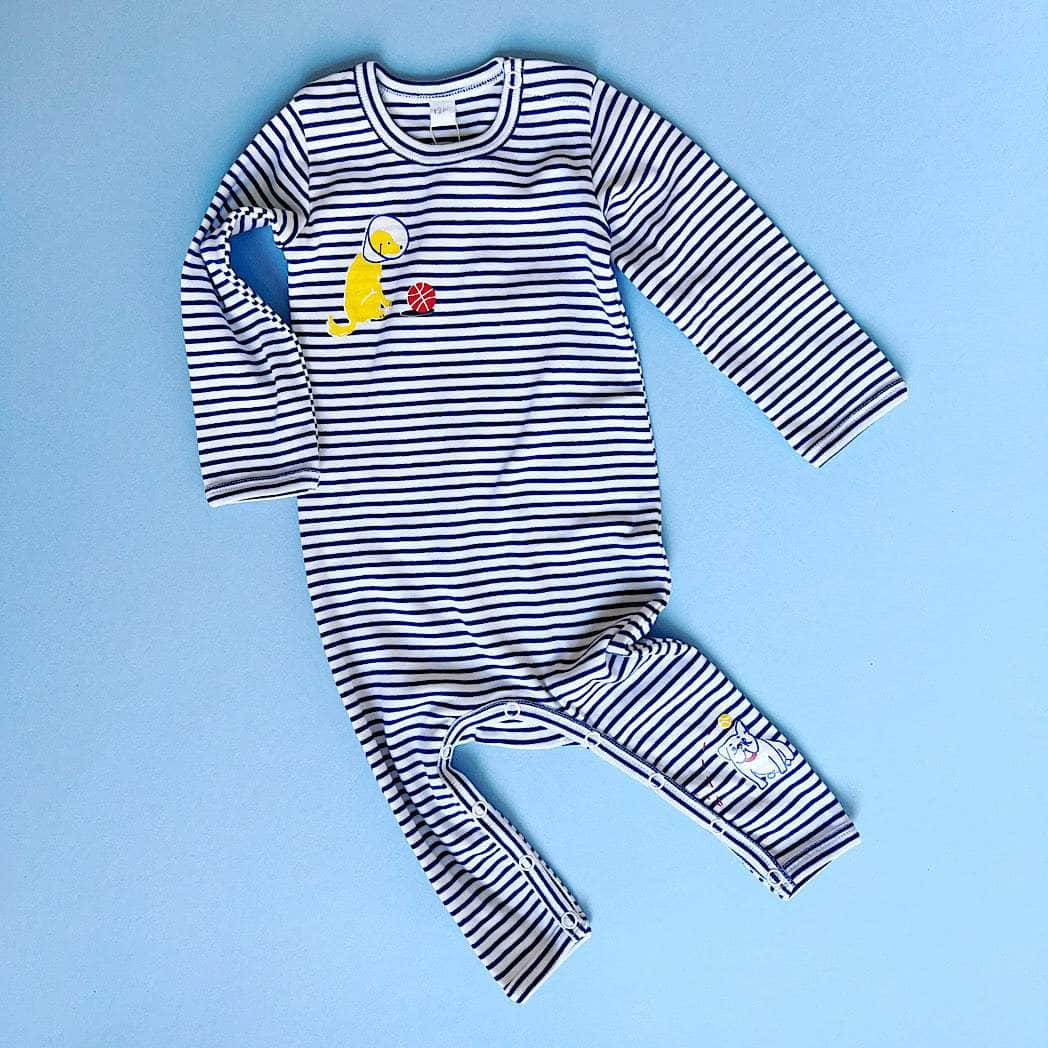 Striped Puppy Love Organic Romper - {{variant_option_1}}