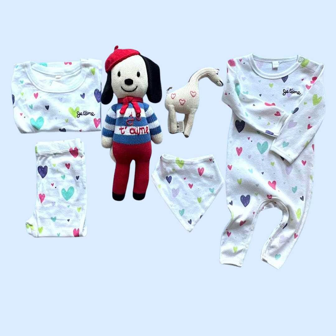 Estella Baby Clothes Sweethearts Print Sibling Pajamas Gift Set