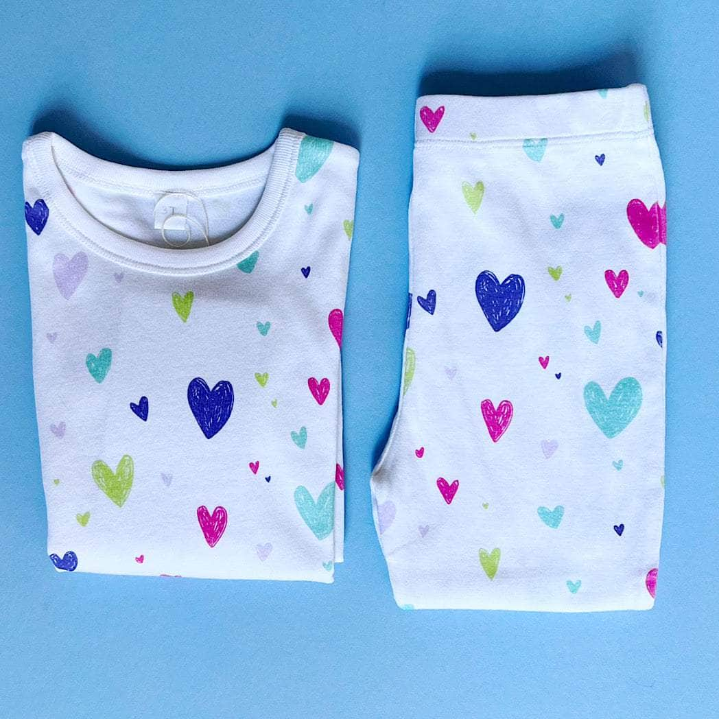 Estella Baby Clothes Purple / 2 Y Heart Print Pajamas Set