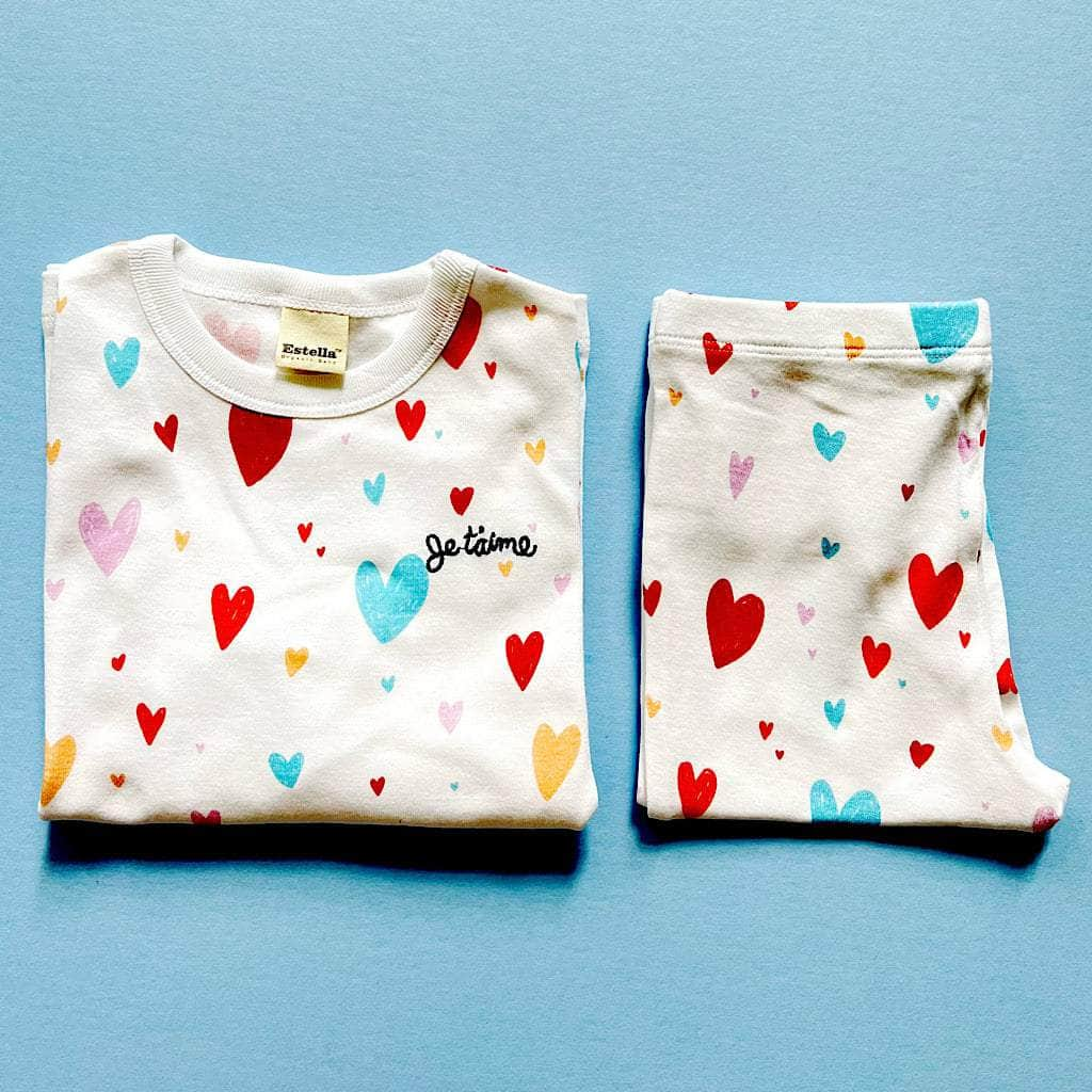 Estella Baby Clothes Red / 2 Y Heart Print Pajamas Set