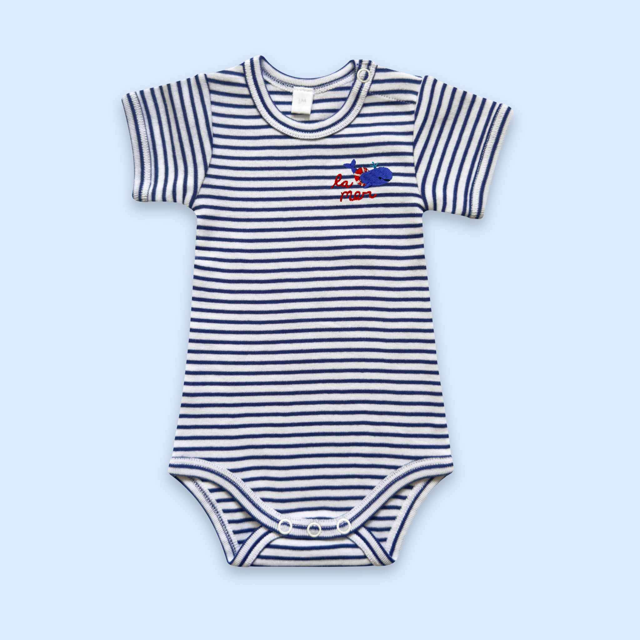 Estella Baby Clothes Organic La Mer Whale Embroidered Bodysuit