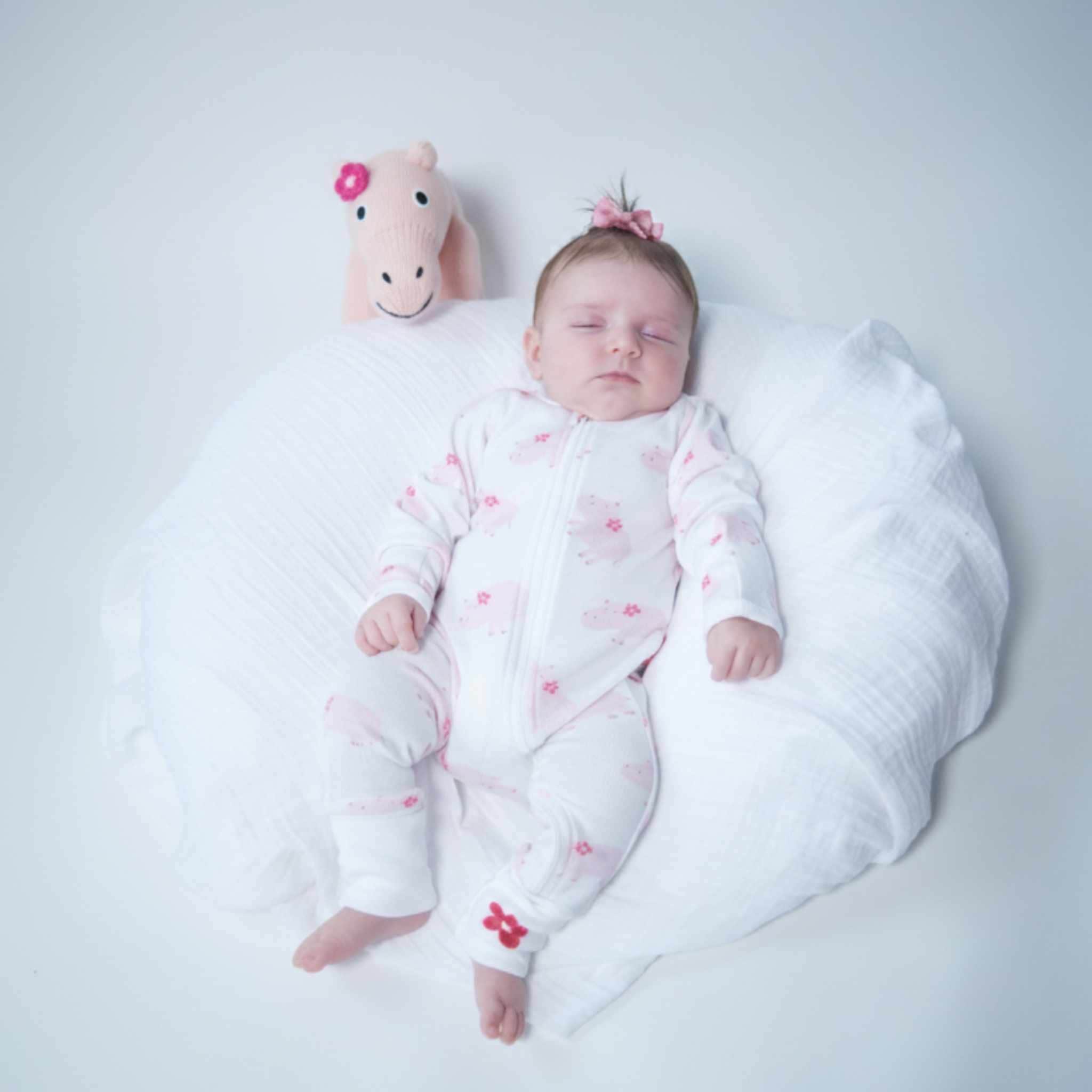 Estella Baby Clothes Zip Rompers with Hippo Embroidery