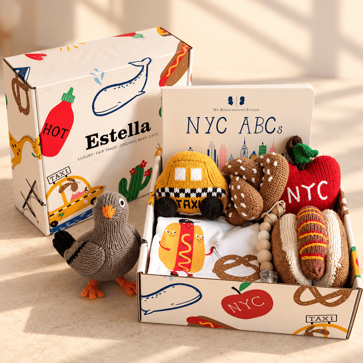 Estella Baby Gift Sets Baby Loves NY Gift Set: Bodysuit, 5 Rattles, Book & Clip