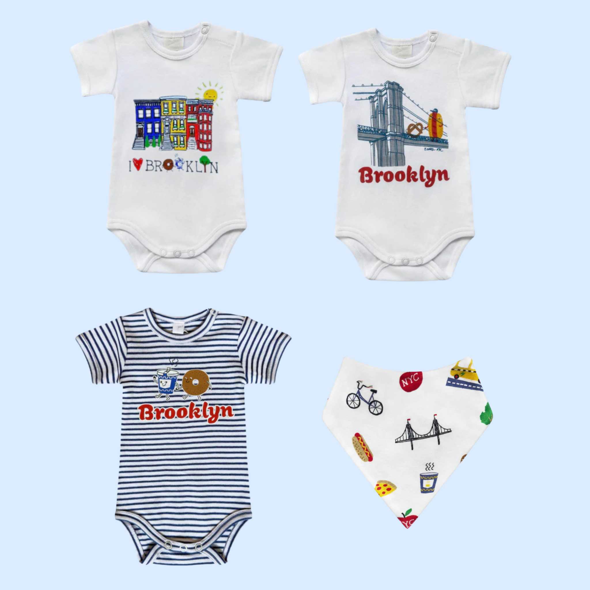 Estella Baby Gift Sets 0-3 M Brooklyn Baby Bodysuits & Bib Set