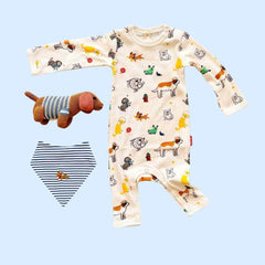 Cuddle Me Baby Gift Set: Puppy Romper, Bib & Dog Rattle