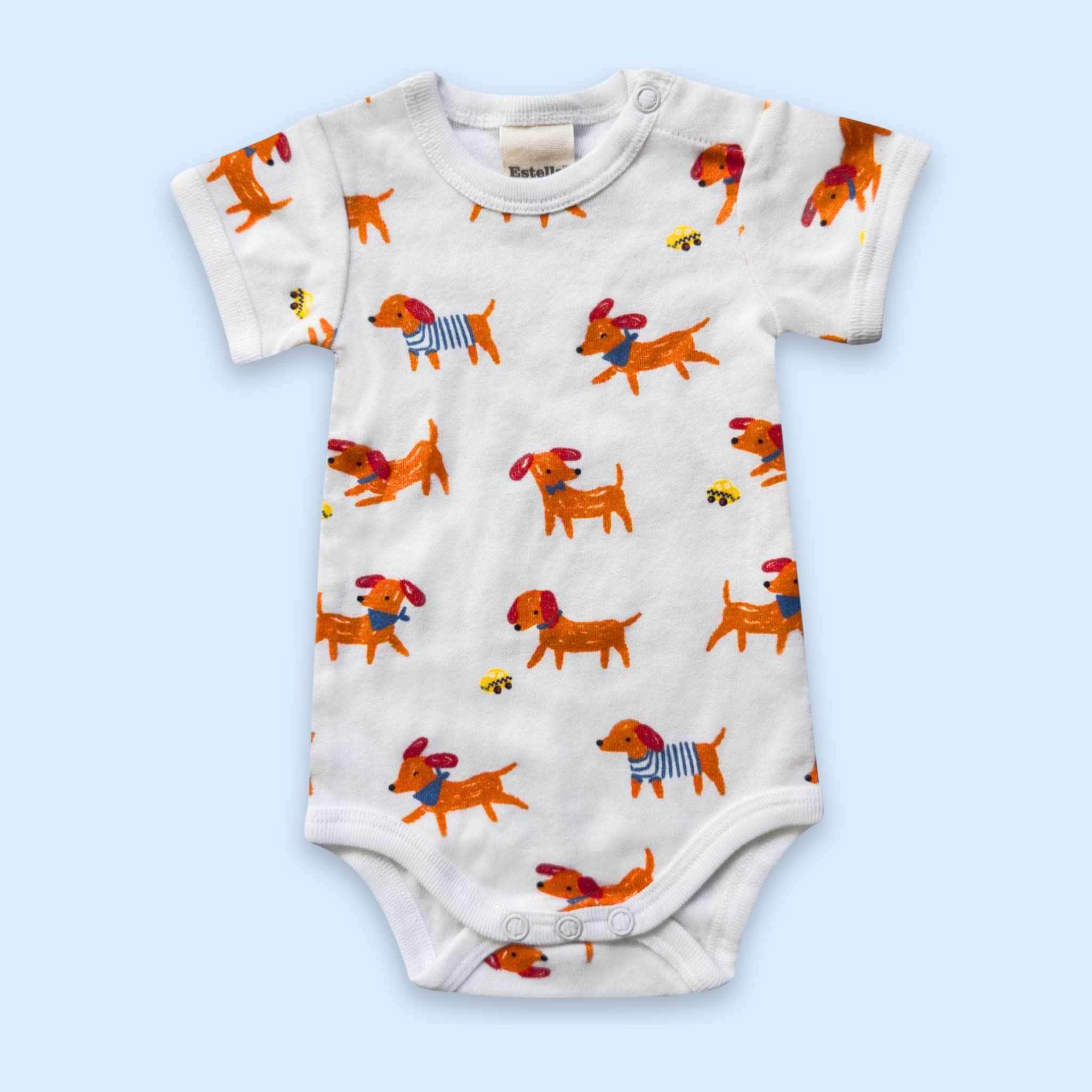 Estella Baby Gift Sets Dog Print Baby Bodysuit, Bib, Swaddle, Book & Toy