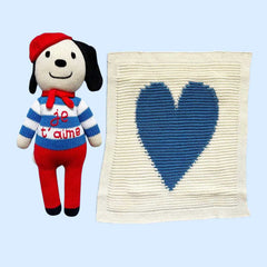 I Love Paris Baby Gift Set: Pierre Dog Doll & Heart Lovey