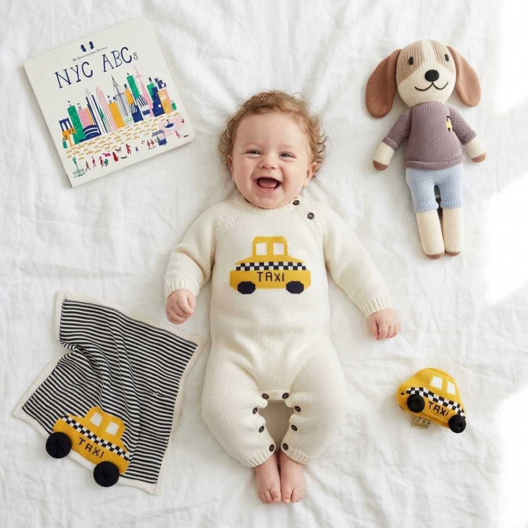Estella Baby Gift Sets Knit Taxi Romper & Toys Gift Set
