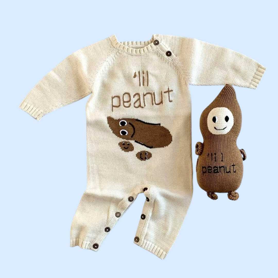 Estella Baby Gift Sets Knitted Baby Romper & Plush Peanut Set