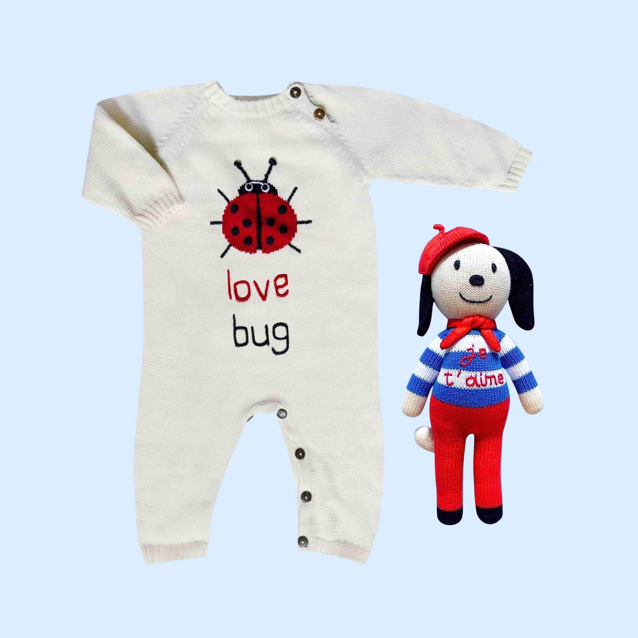 Estella Baby Gift Sets 0-3M Love Bug Romper & Pierre Dog Doll Set