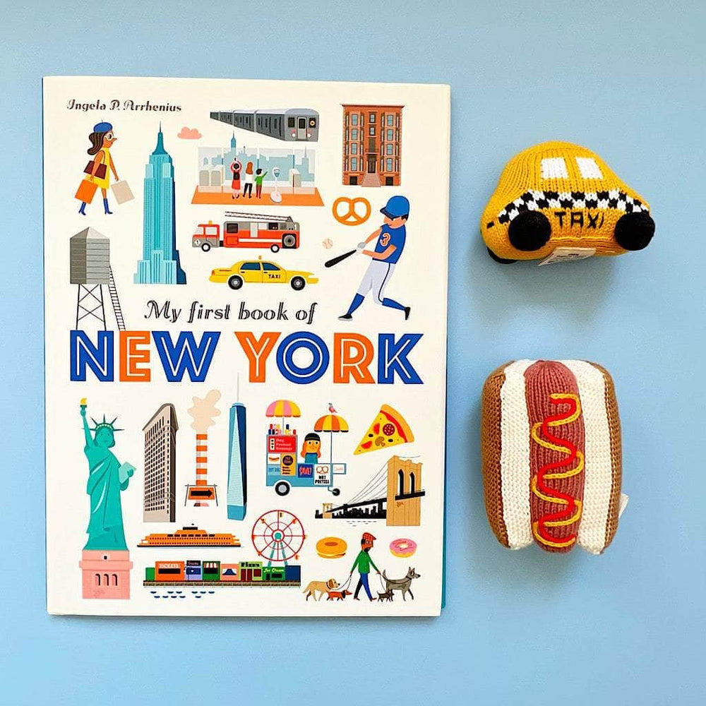 New York Baby Gift Set - "My First Book of New York", Organic Newborn Rattle Toys | Taxi and Hot Dog - {{variant_option_1}}