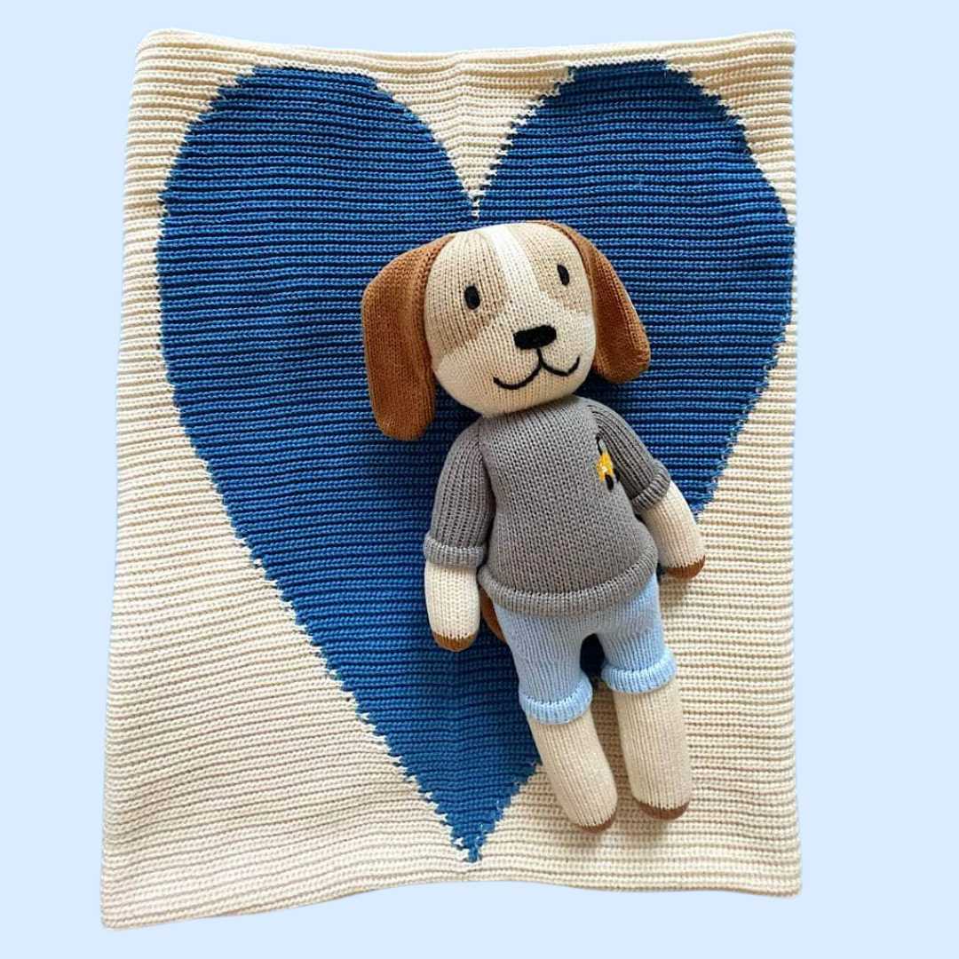 Estella Baby Gift Sets Blue NY Doll & Heart Blanket Set