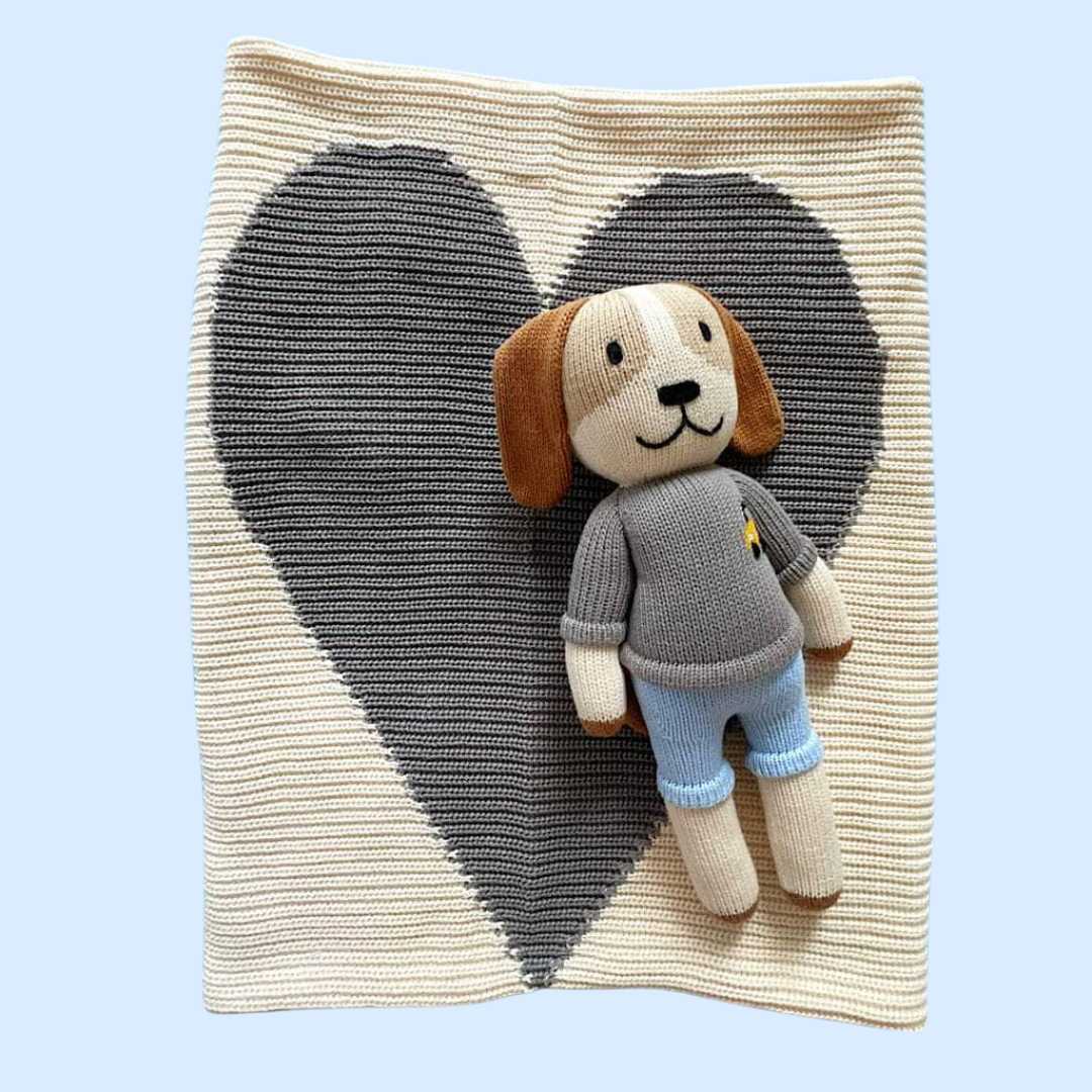 Estella Baby Gift Sets Gray NY Doll & Heart Blanket Set