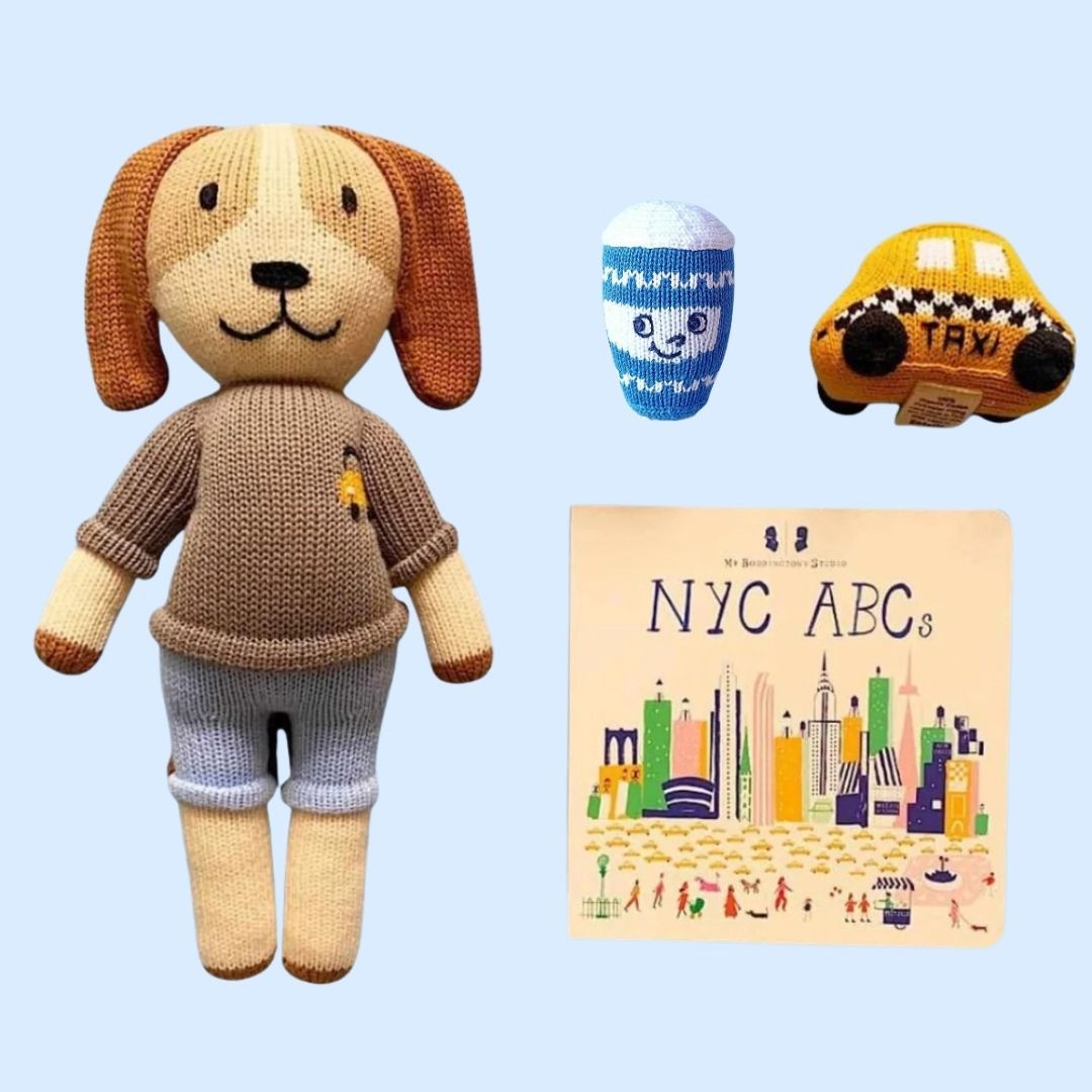 Estella Baby Gift Sets Organic NYC ABCs Book, Rattles & Doll Set