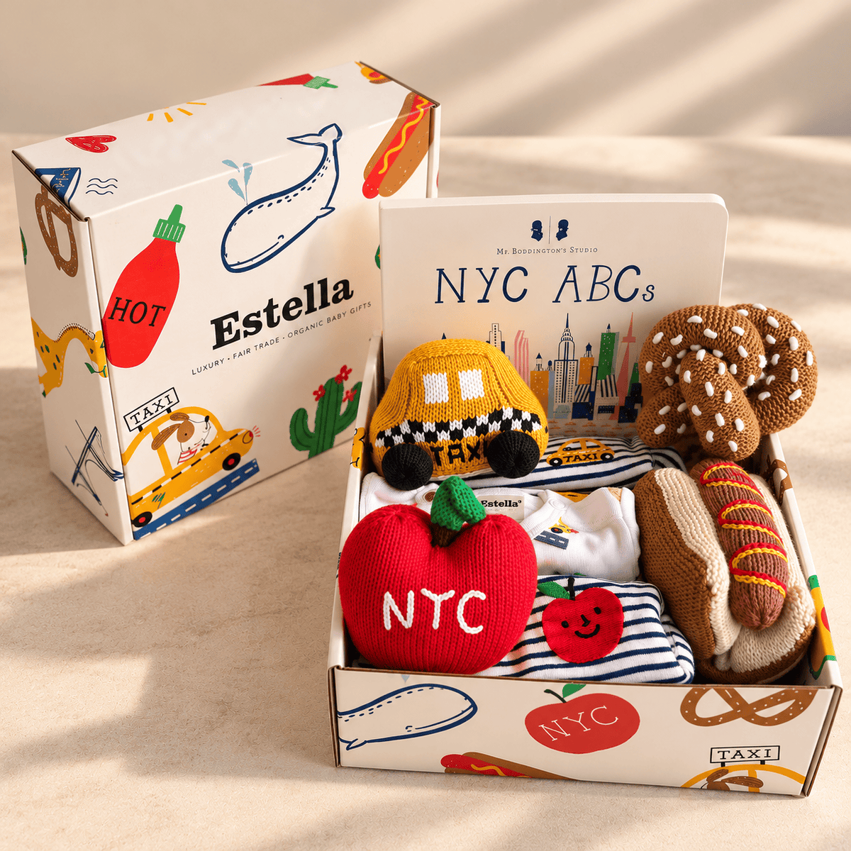 Estella Baby Gift Sets NYC Embroidered Baby Gift Set: Bodysuits, Rattles & Book