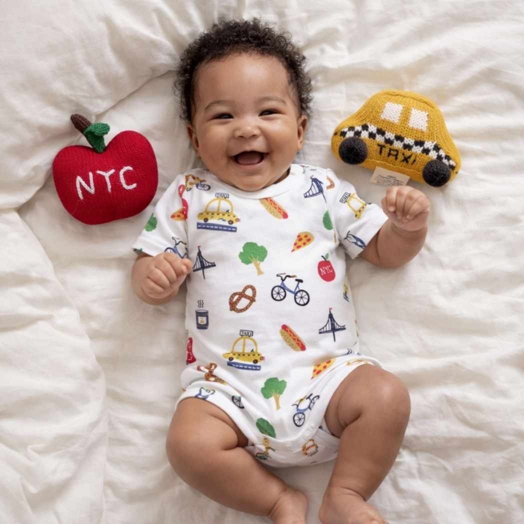 Estella Baby Gift Sets NYC Print Bodysuit & Rattle Set