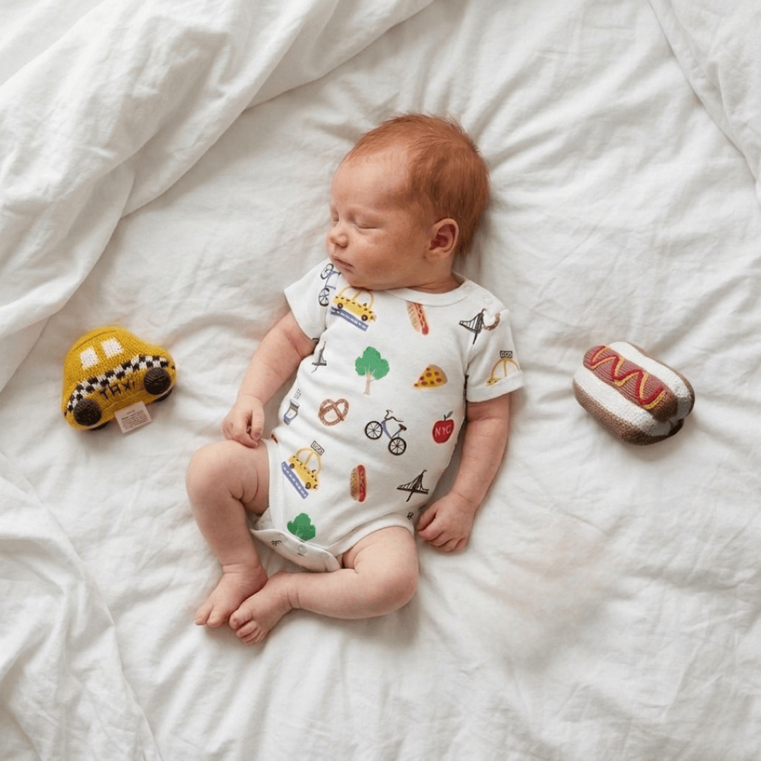 Estella Baby Gift Sets NYC Print Bodysuit & Rattle Set