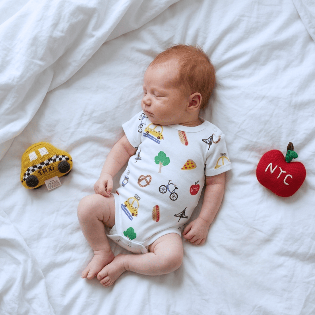 Estella Baby Gift Sets NYC Print Bodysuit & Rattle Set