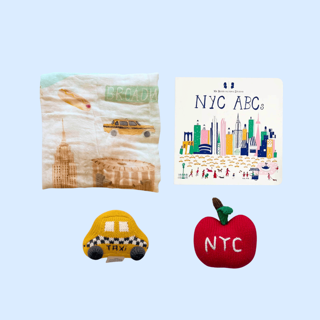 Estella Baby Gift Sets NYC Swaddle, Book & Rattle Gift Set