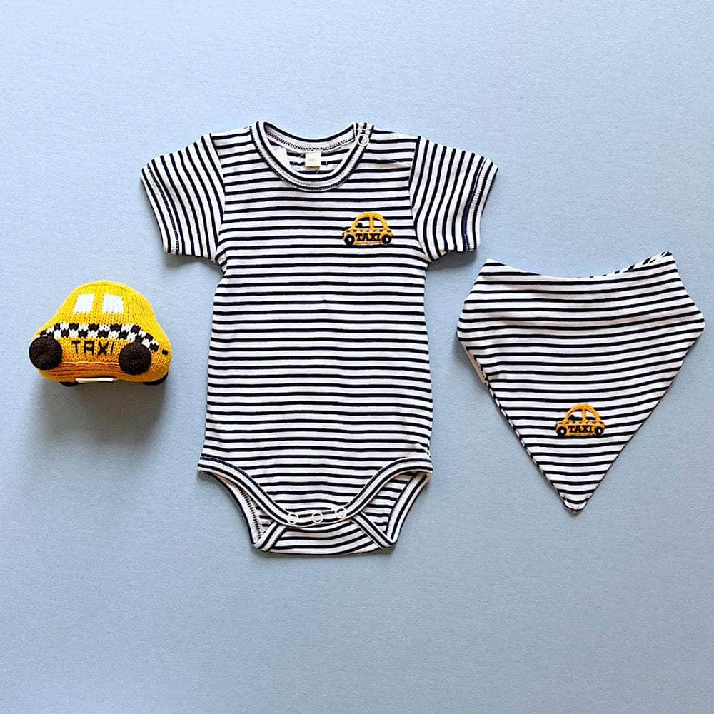 NYC Taxi Baby Gift Set - Organic Taxi Onesie, City Bib, and Taxi Rattle - {{variant_option_1}}