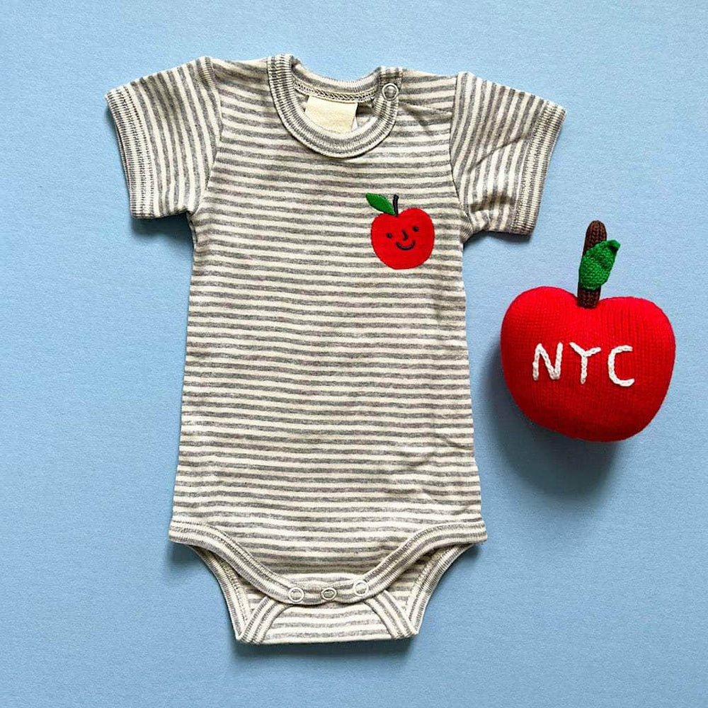 Organic Baby Gift Set, Food Onesie & Rattle - Happy Apple