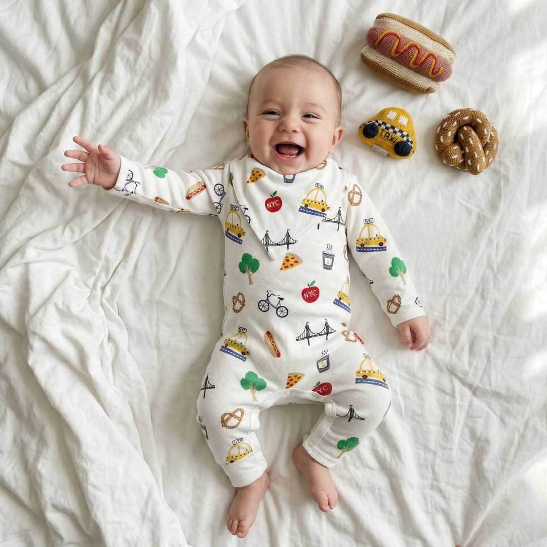 Urban Tot Gift Set | Organic New York Onesie & NYC Rattle Toys