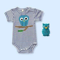 Wise Guy Owl Baby Gift Set: Bodysuit & Owl Rattle
