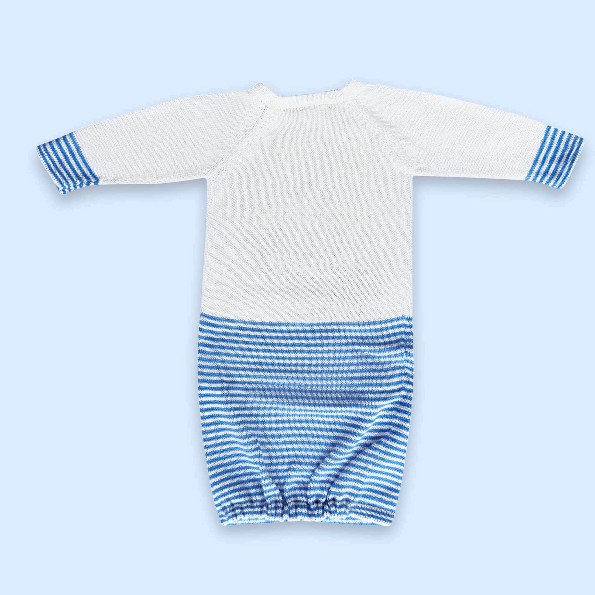 Estella Baby Clothes Organic Whale Knitted Gown. Showing back detail of the gown