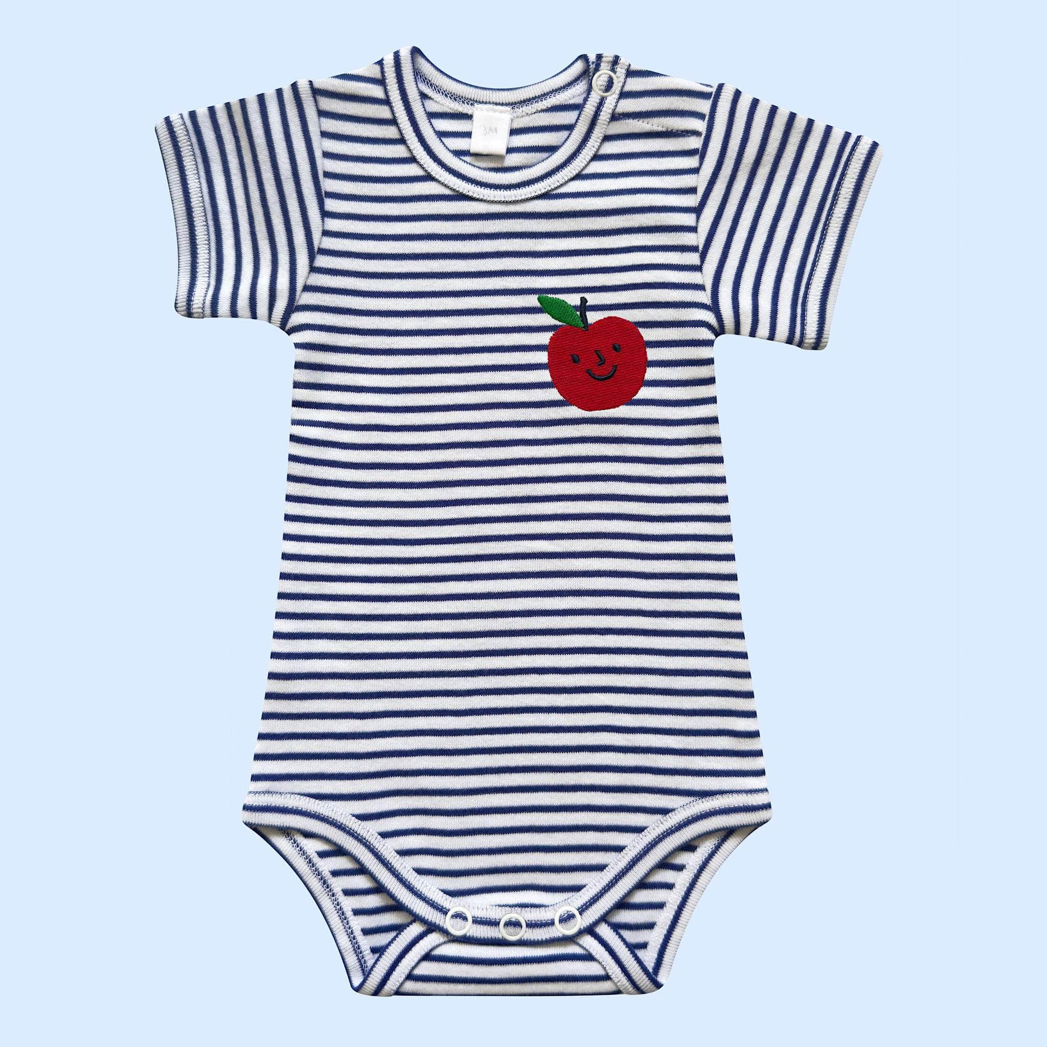 Estella Baby One-Pieces Blue / 0-3 M Apple Embroidered Bodysuit