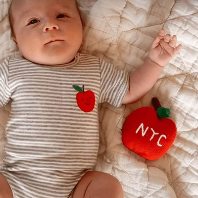 Apple Embroidered Organic Cotton Baby Bodysuit - {{variant_option_1}}