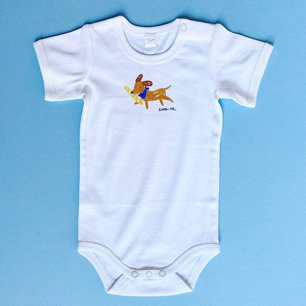 Estella Baby One-Pieces Dog with Baguette / 0-3 M Dog-Themed Bodysuits