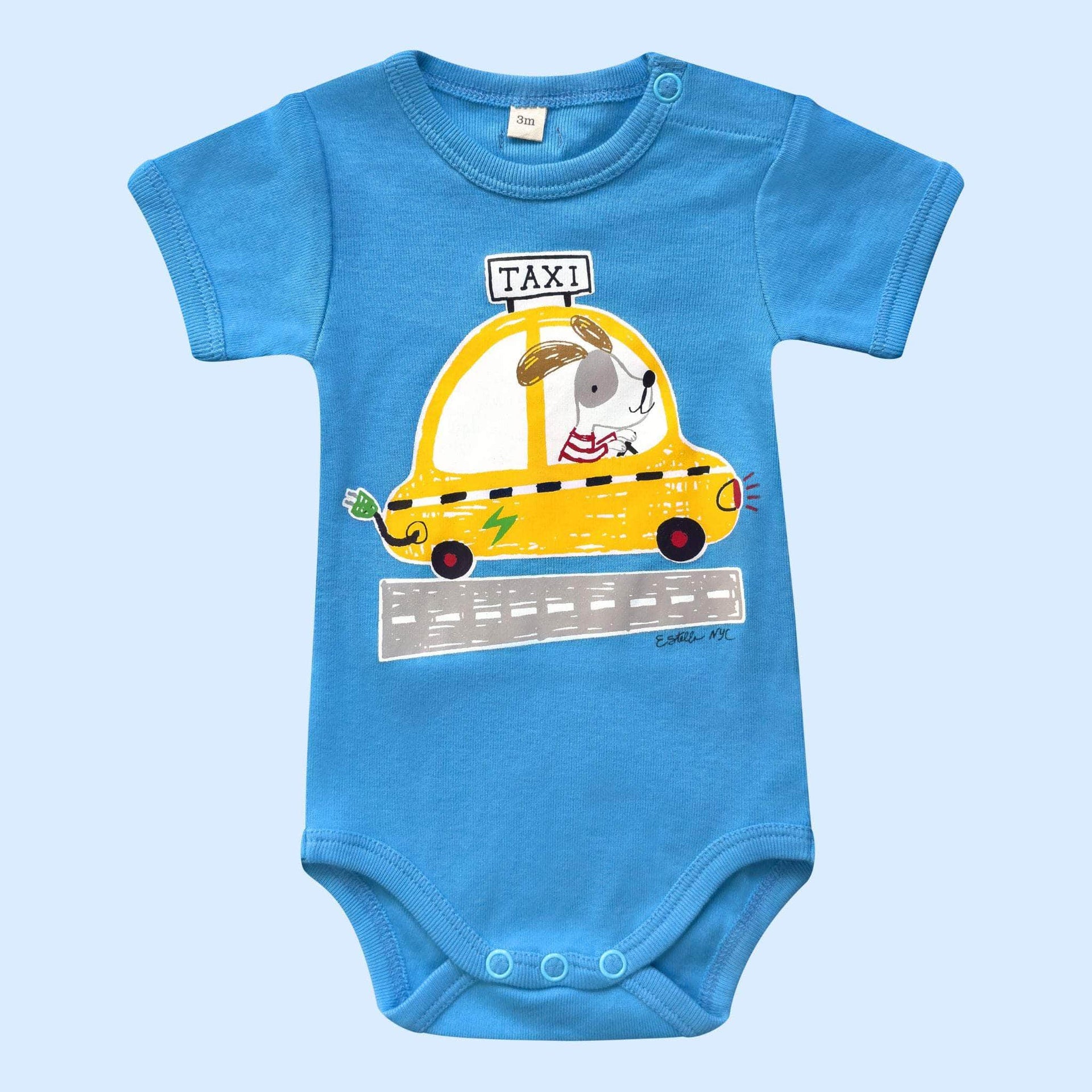 Spunky Stork Baby I Love NYC Taxi Organic Bodysuit - New York City Themed Onesie For Newborns