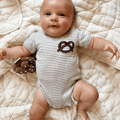 Pretzel Embroidered Organic Cotton Baby Bodysuit - {{variant_option_1}}