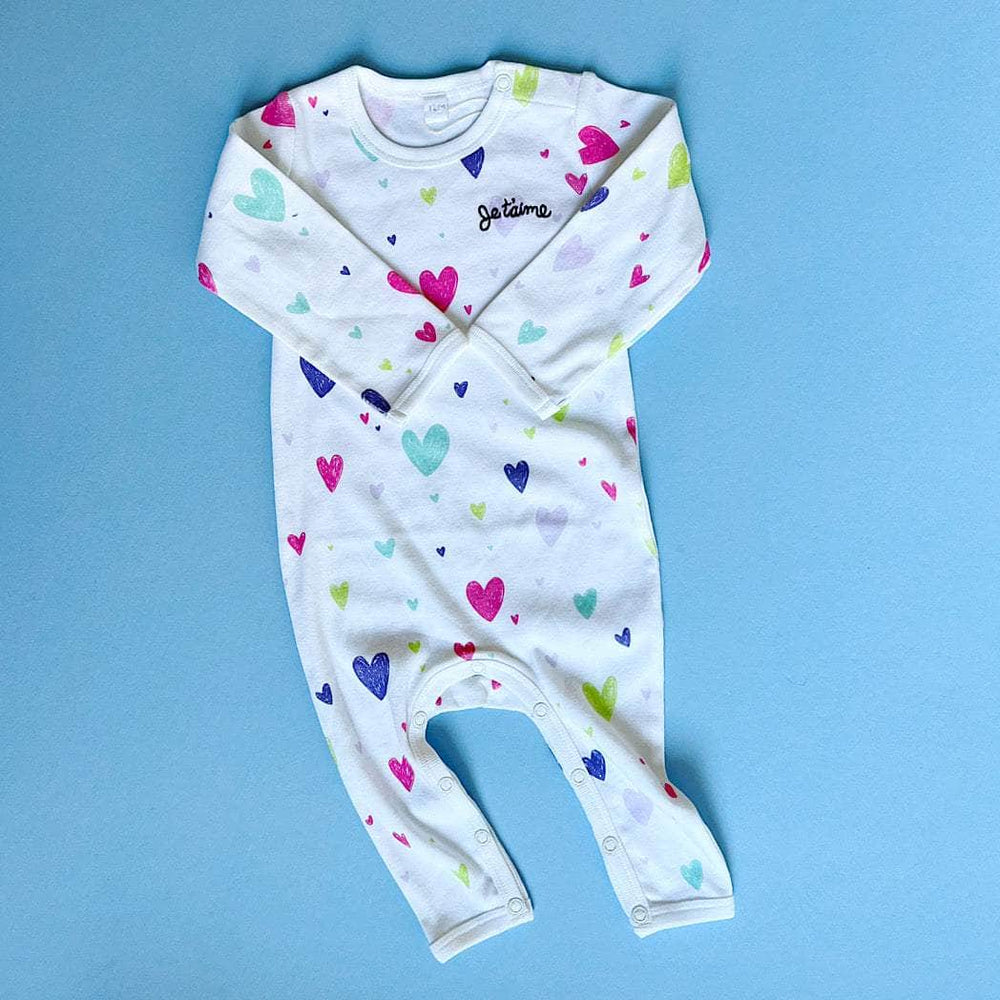 Printed Long Baby Romper with Hearts - {{variant_option_1}}