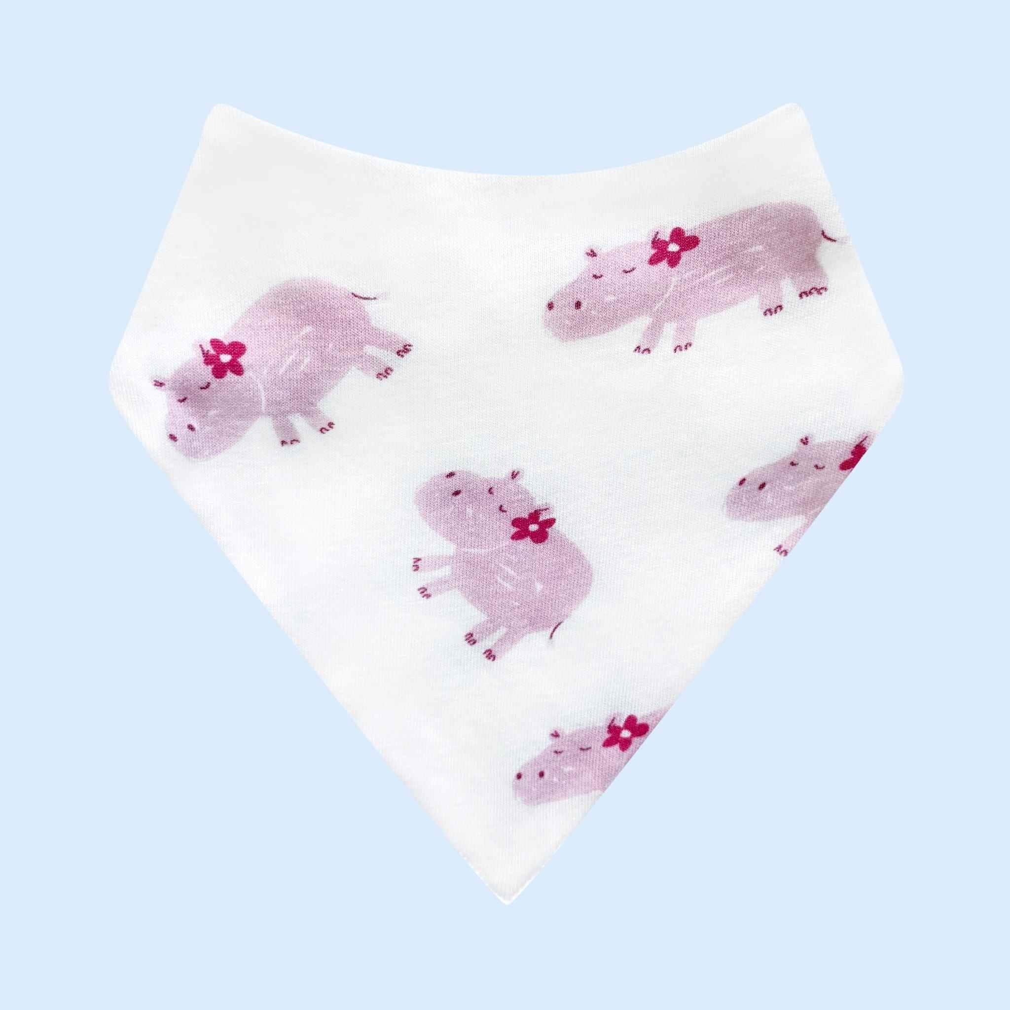 Estella Nursing and Feeding Accessory Organic Baby Bib with Pink Hippo and Floral Print