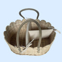 Scalloped Rattan Diaper Caddy with Dividers