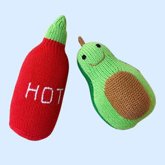 Hot Sauce & Avocado Baby Rattle Set
