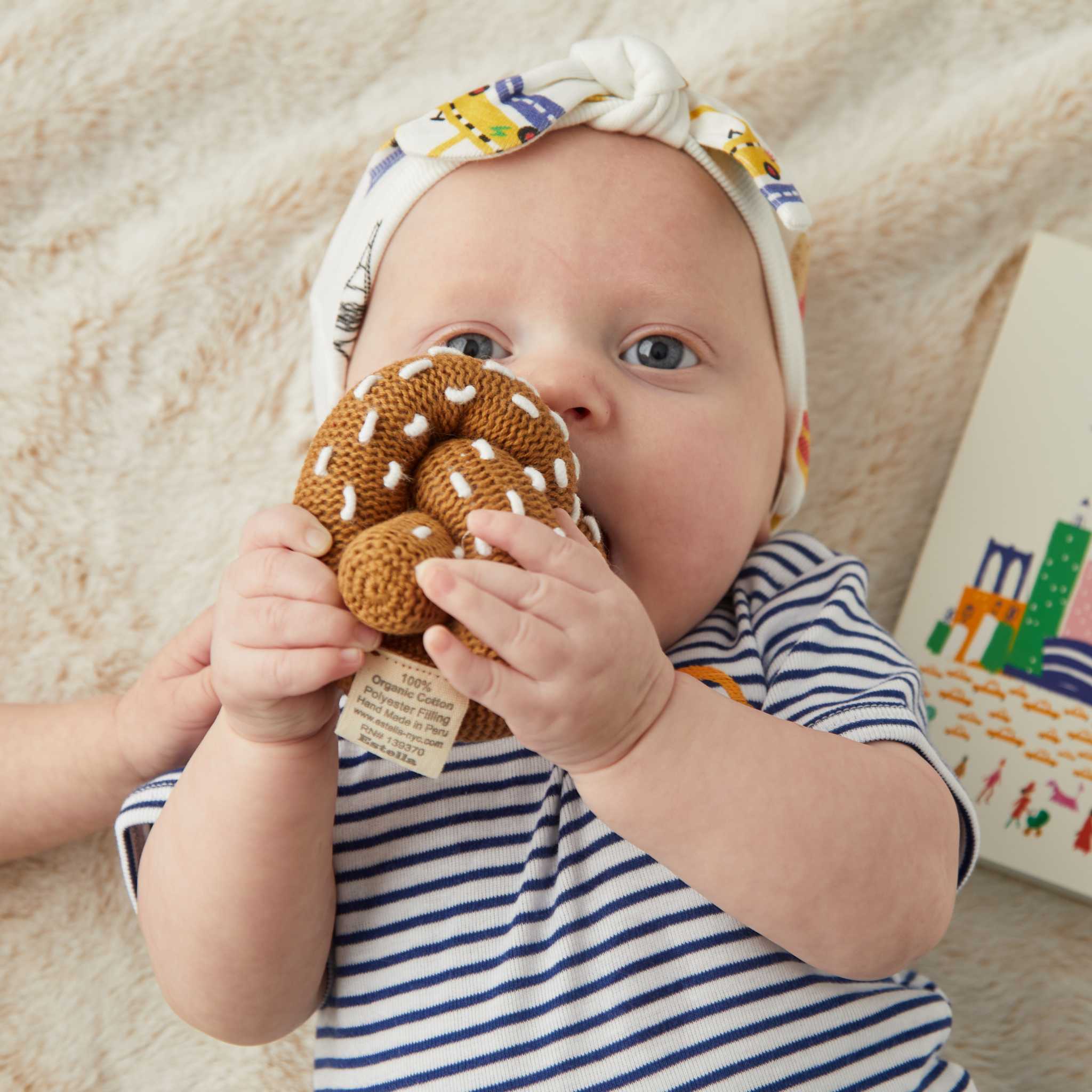 Estella Food Rattles Brown Pretzel Rattle