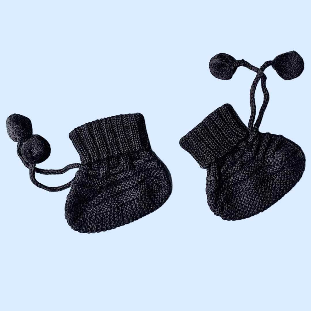 Estella Knitted Booties Black Baby Booties