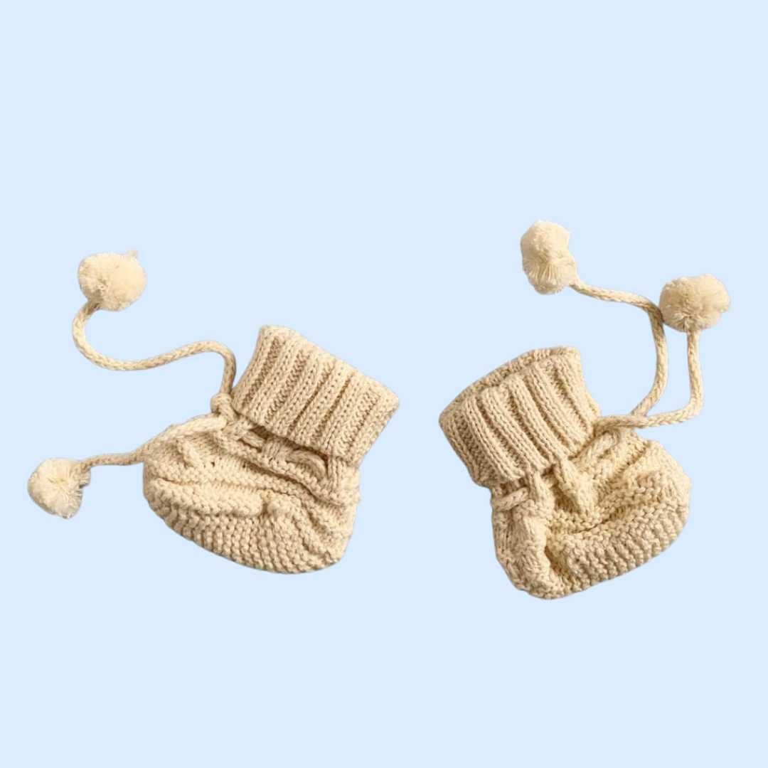 Estella Knitted Booties Cream Baby Booties