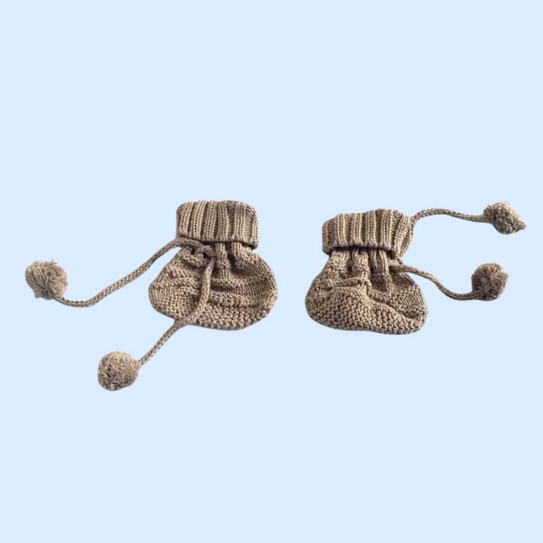 Estella Knitted Booties Grey Baby Booties