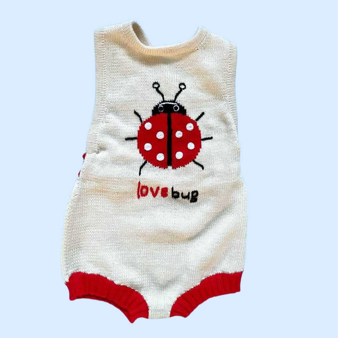 Estella Knitted Onesie Love Bug Knitted Bodysuit