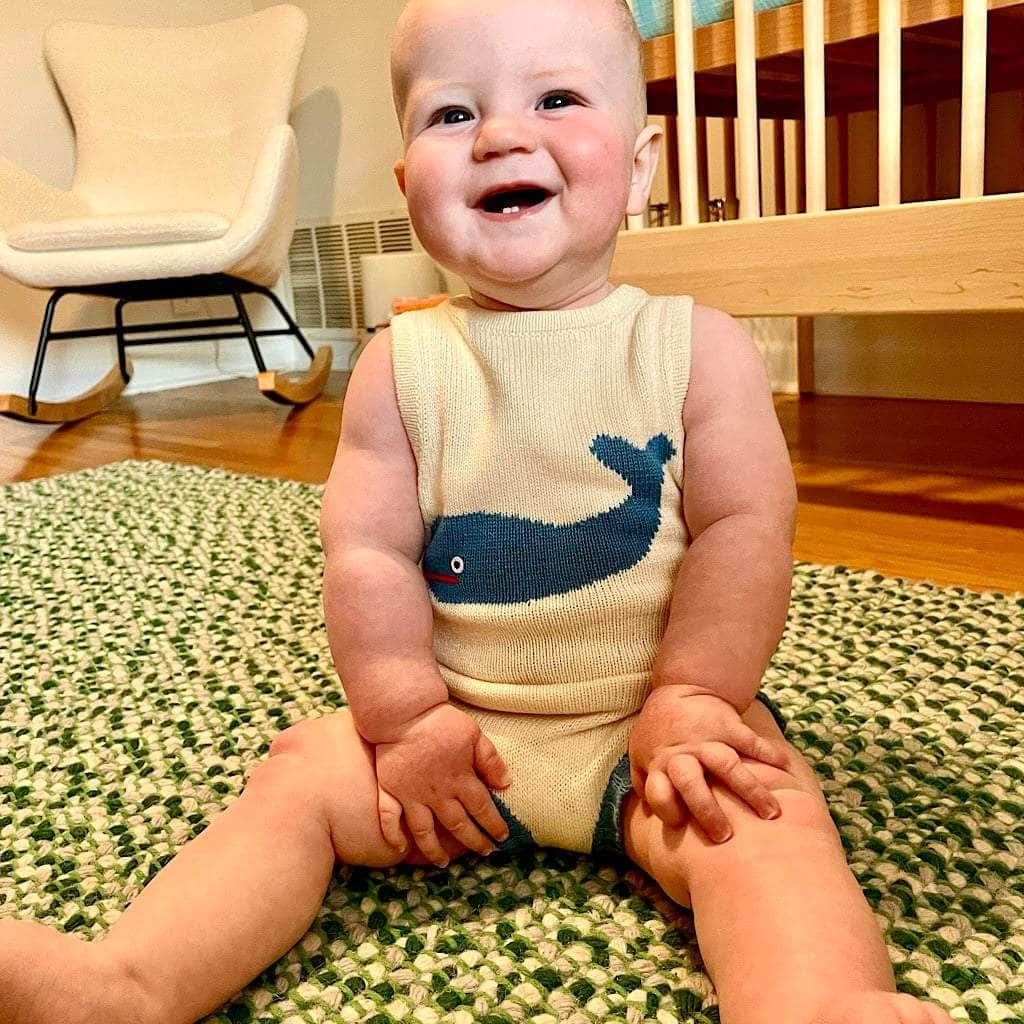 Organic Baby Romper, Sleeveless Knit - Whale - {{variant_option_1}}