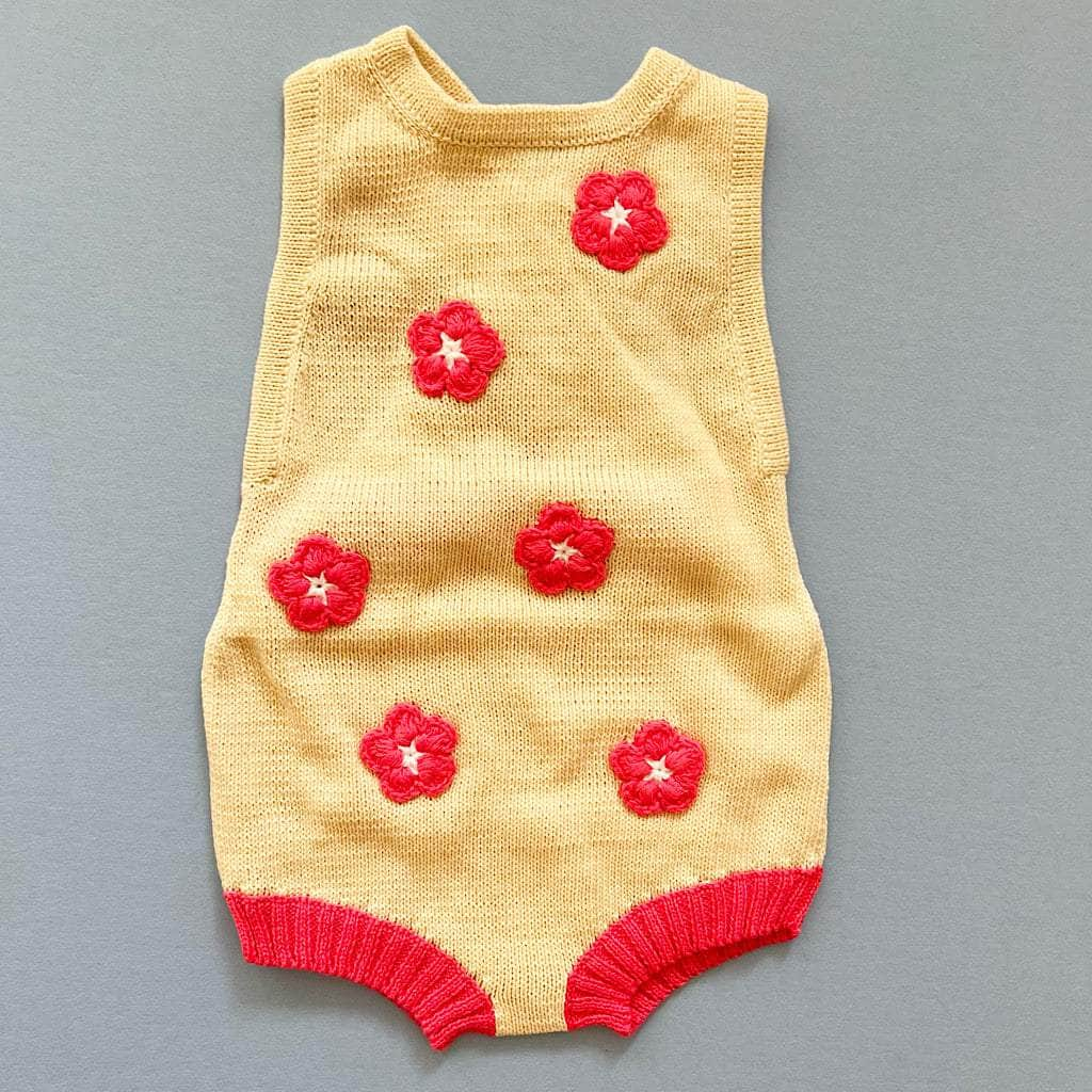 Estella Knitted Onesie Flowers / 0-6 M Stripe Knitted Bodysuit