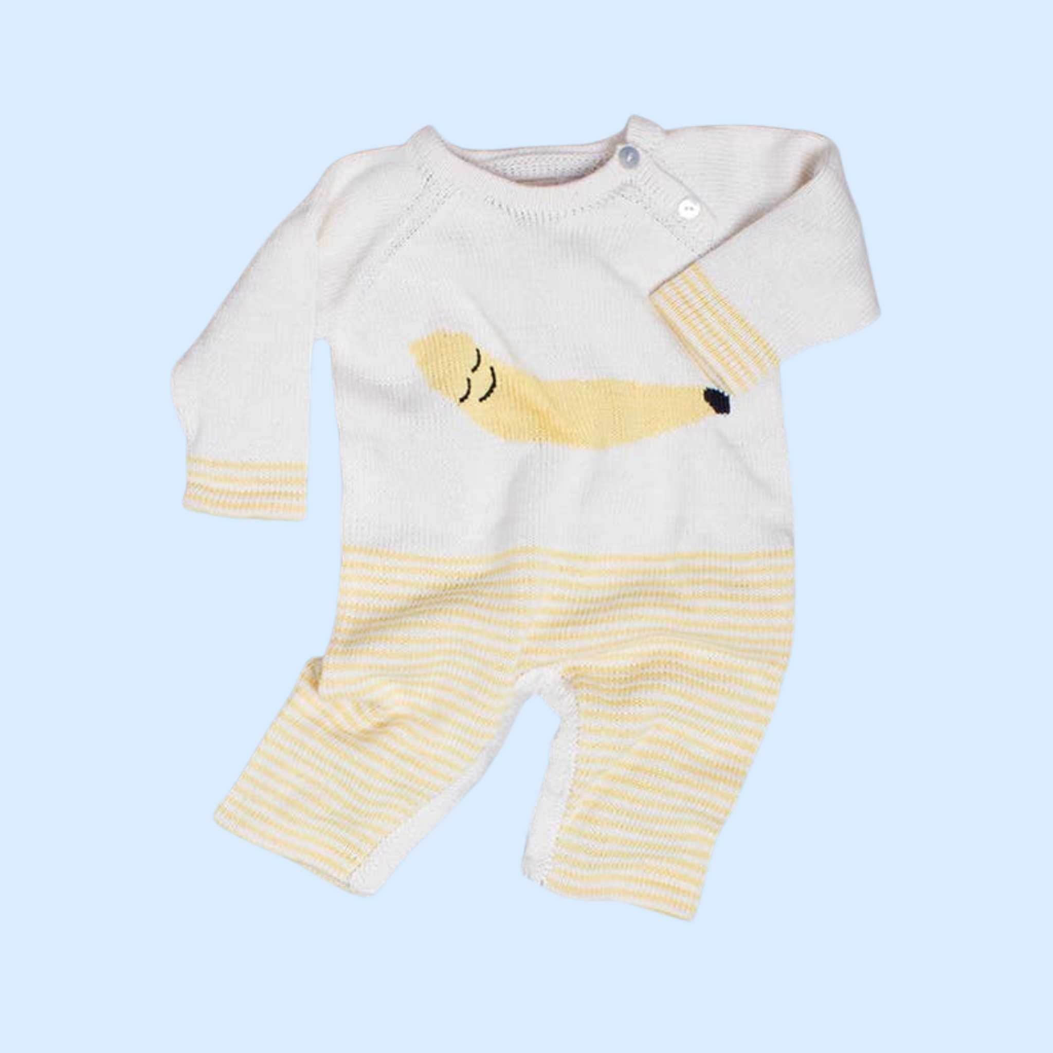 Estella Knitted Romper 0-3 M Banana Knitted Romper