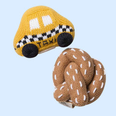 NYC Taxi & Pretzel Baby Rattle Set