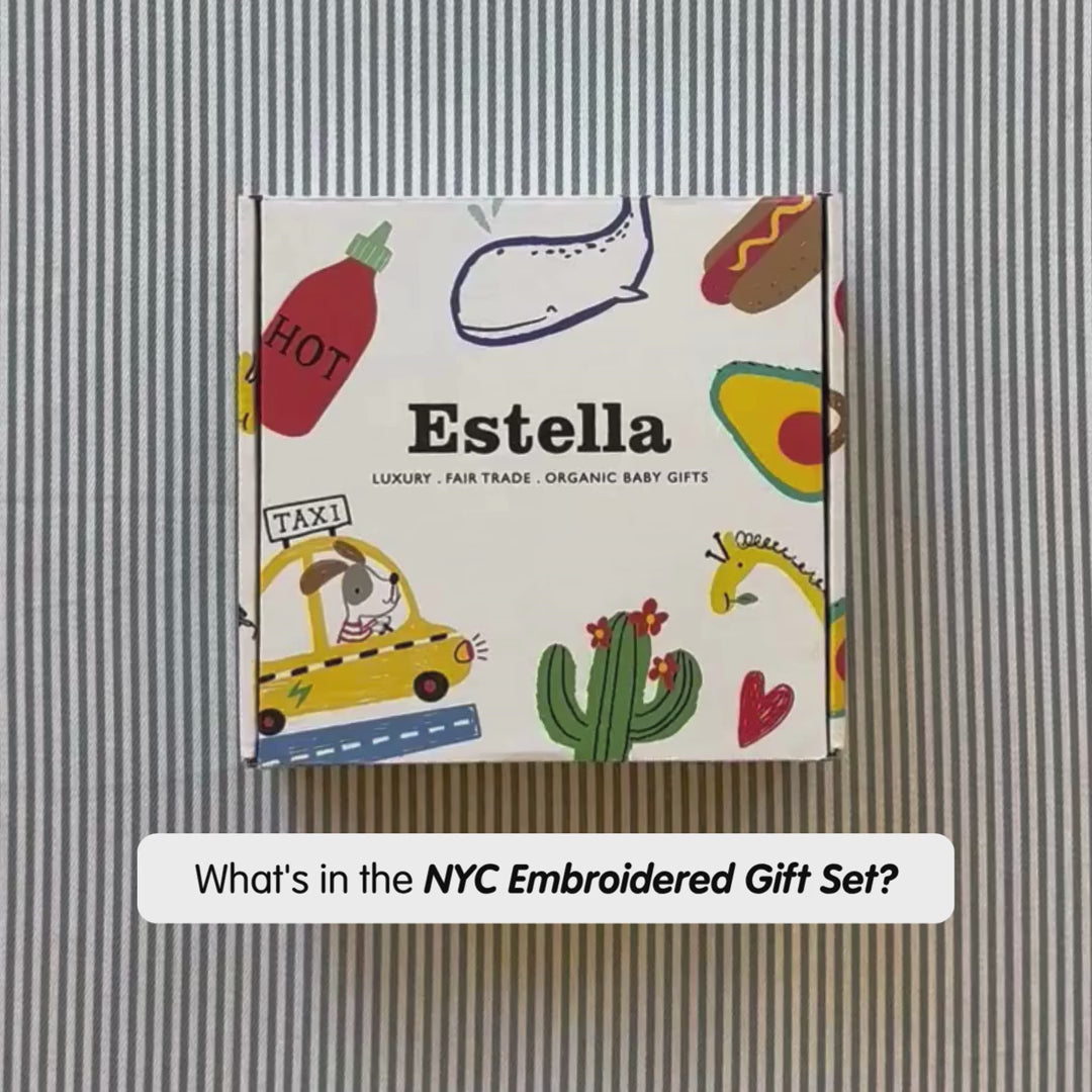 Estella Baby Gifts Organic NYC Embroidered Gift Set