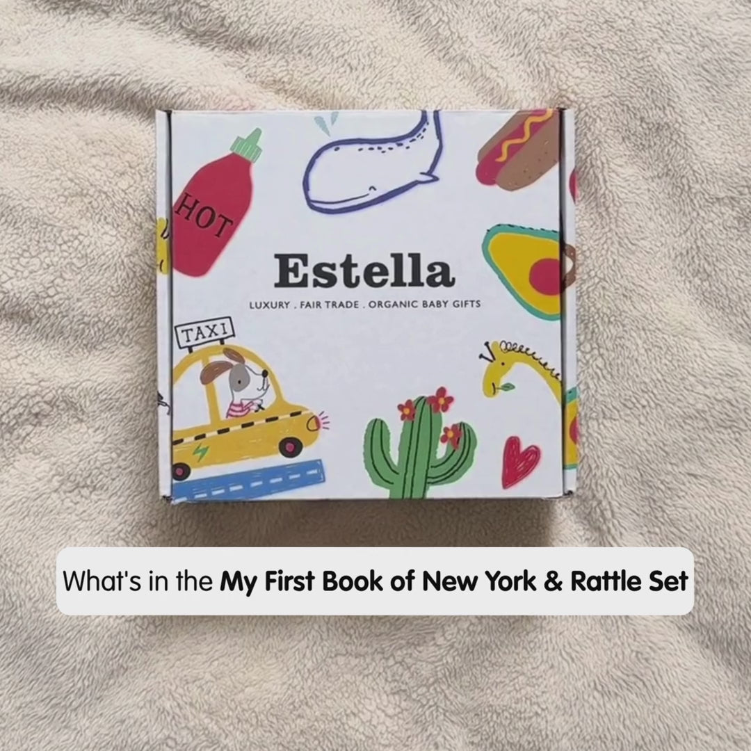Estella Baby Gift Sets My First Book of New York & Organic Rattle Set